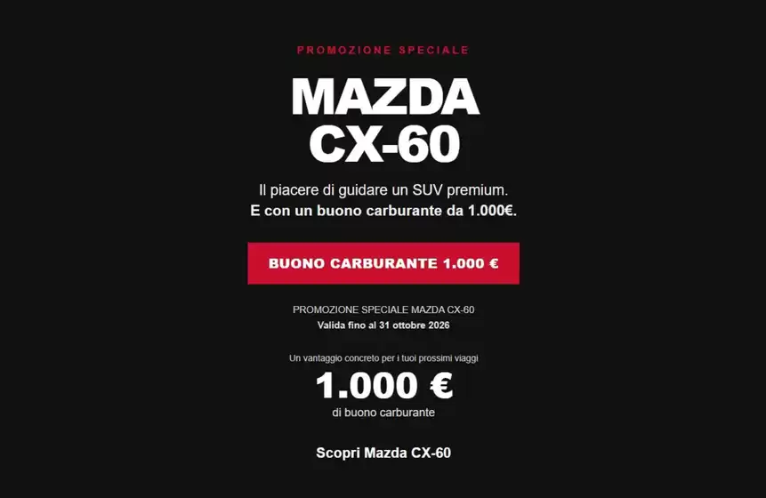 Volantino Gruppovis | Mazda CX-60 | 2026-10-02T00:00:00.000Z - 2026-10-31T00:00:00.000Z