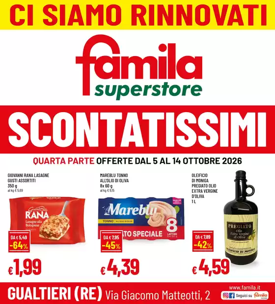 Volantino Famila Superstore | CI SIAMO RINNOVATI SCONTATISSIMI | 2026-10-05T00:00:00.000Z - 2026-10-14T00:00:00.000Z