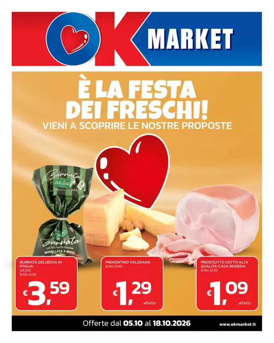 Volantino Ok Market a Roccaforte Mondovì | È LA FESTA DEI FRESCHI! | 2026-10-05T00:00:00.000Z - 2026-10-18T00:00:00.000Z