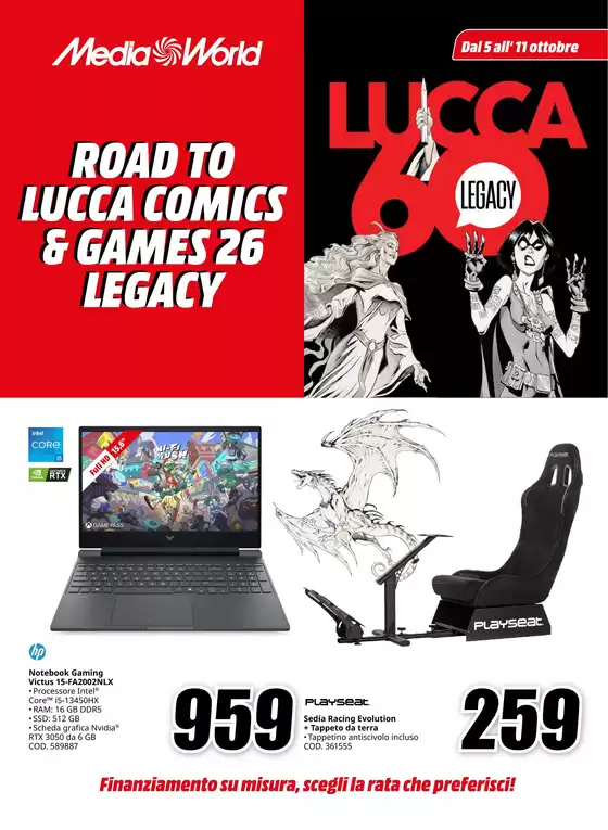 Volantino MediaWorld a | Road to lucca comics | 2026-10-05T00:00:00.000Z - 2026-10-11T00:00:00.000Z