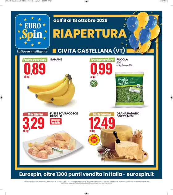 Volantino Eurospin a Trecenta | Riapertura Civita Castellana | 2026-10-08T00:00:00.000Z - 2026-10-18T00:00:00.000Z