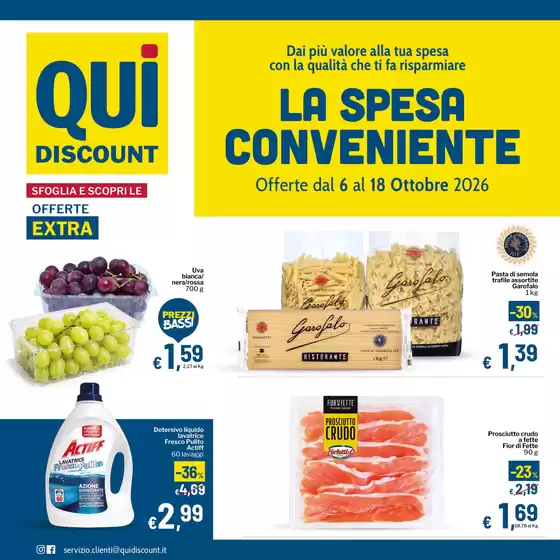 Volantino Qui Discount a Sala Comacina | La spesa conveniente | 2026-10-06T00:00:00.000Z - 2026-10-18T00:00:00.000Z