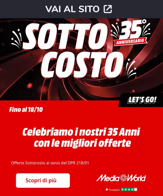 Volantino MediaWorld a Erbusco | SOTTOCOSTO MedaWorld! | 2026-10-06T00:00:00.000Z - 2026-10-18T00:00:00.000Z