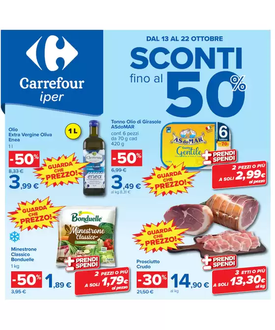 Volantino Carrefour Market a Civitella in Val di Chiana | Sconti fino al 50% | 2026-10-13T00:00:00.000Z - 2026-10-22T00:00:00.000Z