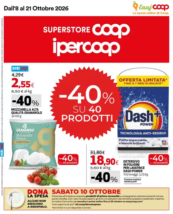 Volantino Superstore Coop a Silandro | 40 prodotti al -40% | 2026-10-08T00:00:00.000Z - 2026-10-21T00:00:00.000Z