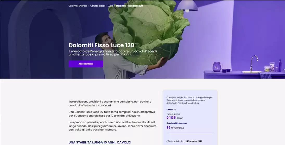 Volantino Dolomiti Energia a Carate Brianza | Fisso Luce 120 | 2026-10-09T00:00:00.000Z - 2026-10-15T00:00:00.000Z