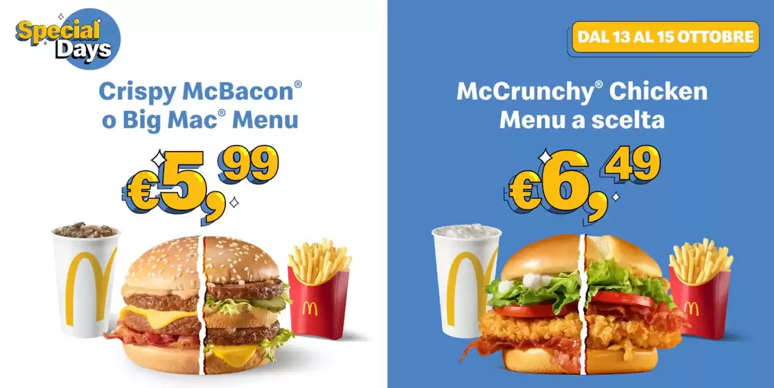 Volantino McDonald's a Moncalieri | Special days | 2026-10-13T00:00:00.000Z - 2026-10-15T00:00:00.000Z