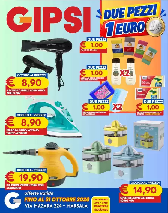 Volantino Gipsi a Casalecchio di Reno | Due pezzi 1 euro | 2026-10-10T00:00:00.000Z - 2026-10-31T00:00:00.000Z