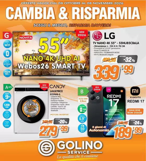 Volantino Golino Service a Rose | Cambia & Risparmia | 2026-10-08T00:00:00.000Z - 2026-11-08T00:00:00.000Z