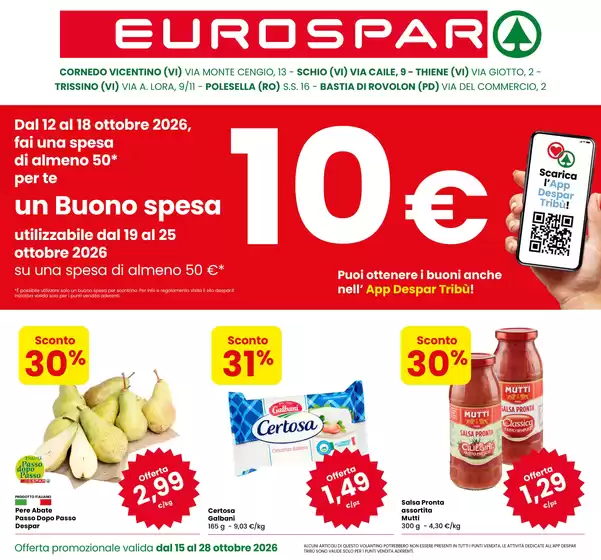 Volantino Eurospar a Schio | SOTTOCOSTO | 2026-10-15T00:00:00.000Z - 2026-10-28T00:00:00.000Z