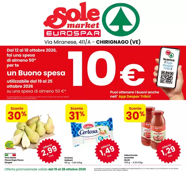 Volantino Eurospar a Chirignago | SOTTOCOSTO | 2026-10-15T00:00:00.000Z - 2026-10-28T00:00:00.000Z