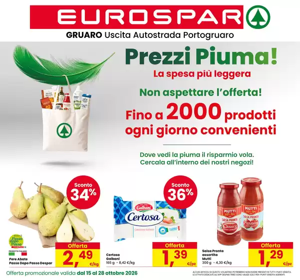 Volantino Eurospar a Gruaro | SOTTOCOSTO | 2026-10-15T00:00:00.000Z - 2026-10-28T00:00:00.000Z