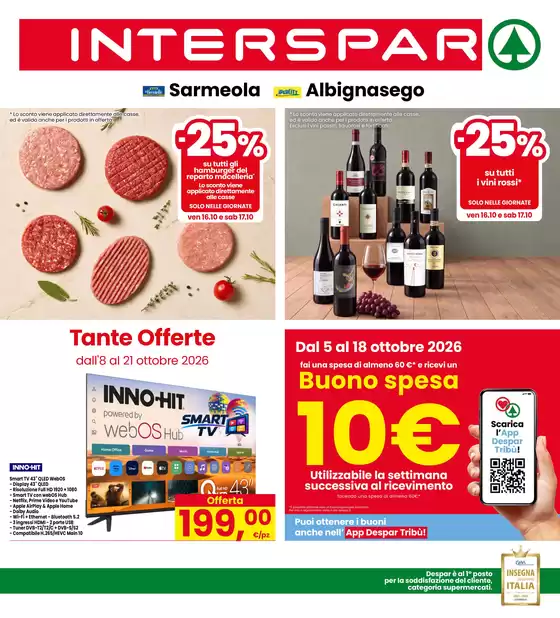 Volantino Interspar a Sarmeola | Tante Offerte | 2026-10-05T00:00:00.000Z - 2026-10-21T00:00:00.000Z