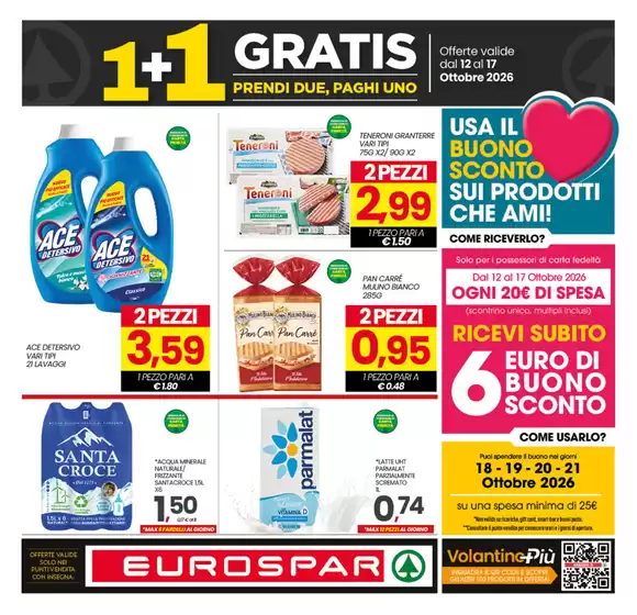 Volantino Eurospar a Ficarazzi | 1+1 gratis | 2026-10-12T00:00:00.000Z - 2026-10-17T00:00:00.000Z