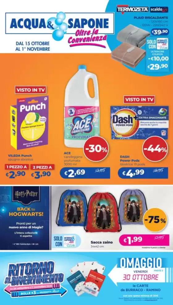 Volantino Acqua & Sapone | Dal 15 ottobre al 1 novembre | 2026-10-15T00:00:00.000Z - 2026-11-01T00:00:00.000Z