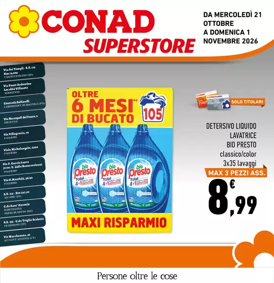 Volantino Conad Superstore a Palermo | Supplemento Convenienza | 2026-10-21T00:00:00.000Z - 2026-11-01T00:00:00.000Z