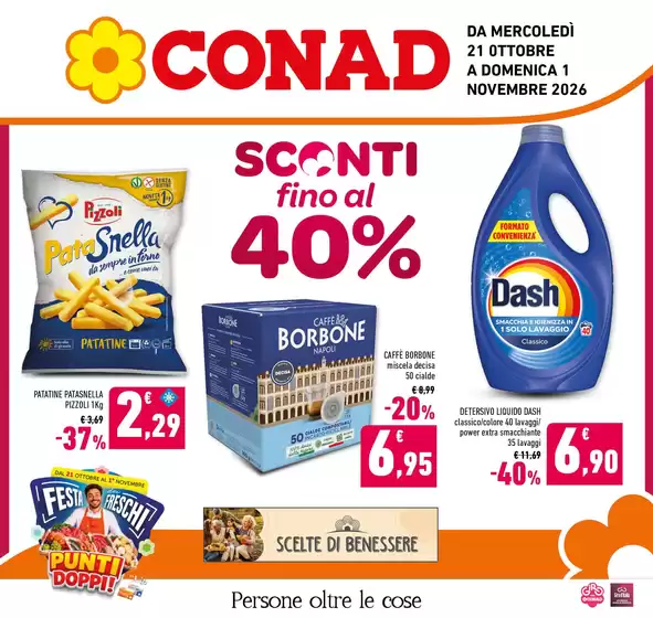 Volantino Conad | Sconti fino al 40% | 2026-10-21T00:00:00.000Z - 2026-11-01T00:00:00.000Z