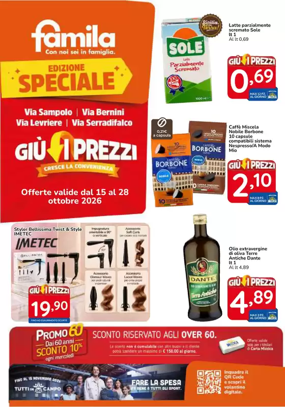 Volantino Famila Market a Villabate | Giù i prezzi | 2026-10-15T00:00:00.000Z - 2026-10-28T00:00:00.000Z