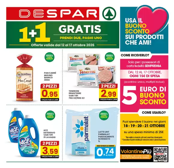 Volantino Despar a Castelmauro | 1+1 GRATIS | 2026-10-12T00:00:00.000Z - 2026-10-17T00:00:00.000Z
