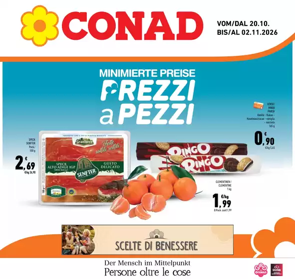 Volantino Conad a Vinadio | Prezzi a Pezzi - Minimierte Preise | 2026-10-20T00:00:00.000Z - 2026-11-02T00:00:00.000Z