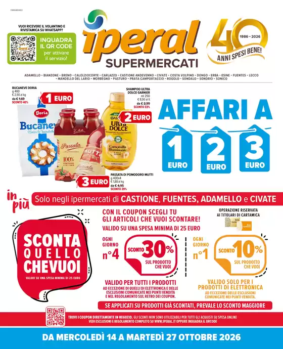 Volantino Iperal | Affari a 1,2,3 euro | 2026-10-14T00:00:00.000Z - 2026-10-27T00:00:00.000Z
