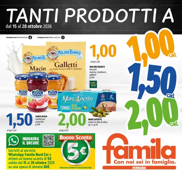 Volantino Famila a Pasturo | Tanti prodotti a 1,00 1,50 2,00 | 2026-10-15T00:00:00.000Z - 2026-10-28T00:00:00.000Z