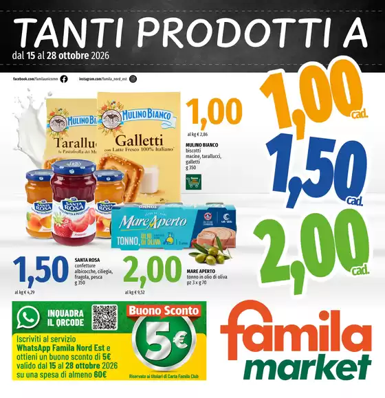 Volantino Famila Market a Montegrotto Terme | Tanti prodotti a 1,00 1,50 2,00 | 2026-10-15T00:00:00.000Z - 2026-10-28T00:00:00.000Z