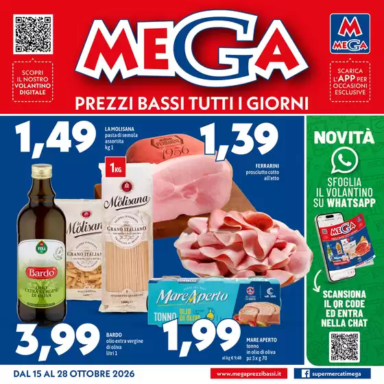 Volantino Supermercati Mega a Oderzo | Prezzi Bassi Tutti i Giorni | 2026-10-15T00:00:00.000Z - 2026-10-28T00:00:00.000Z