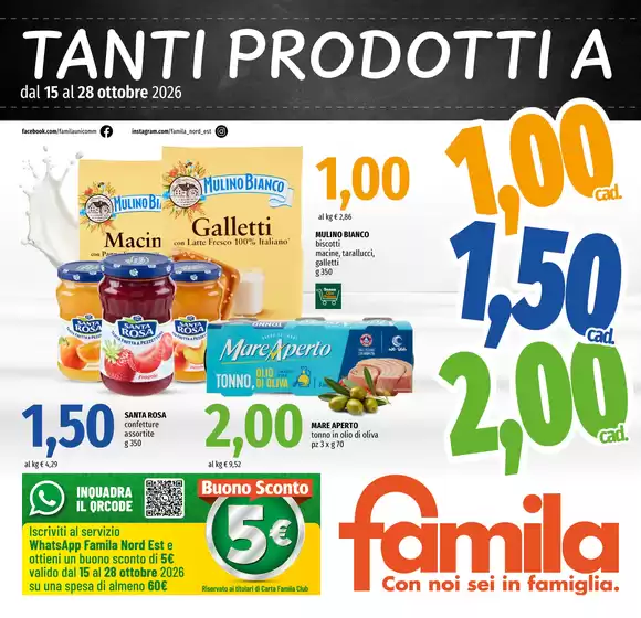 Volantino Famila a Oriago | Tanti prodotti a 1,00 1,50 2,00 | 2026-10-15T00:00:00.000Z - 2026-10-28T00:00:00.000Z