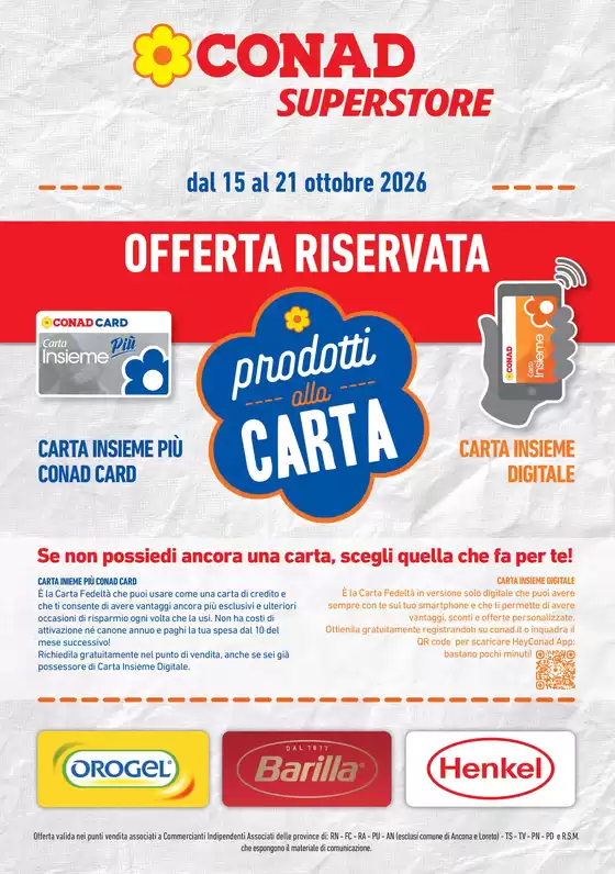 Volantino Conad Superstore a Monfalcone | PRODOTTI ALLA CARTA | 2026-10-15T00:00:00.000Z - 2026-10-21T00:00:00.000Z