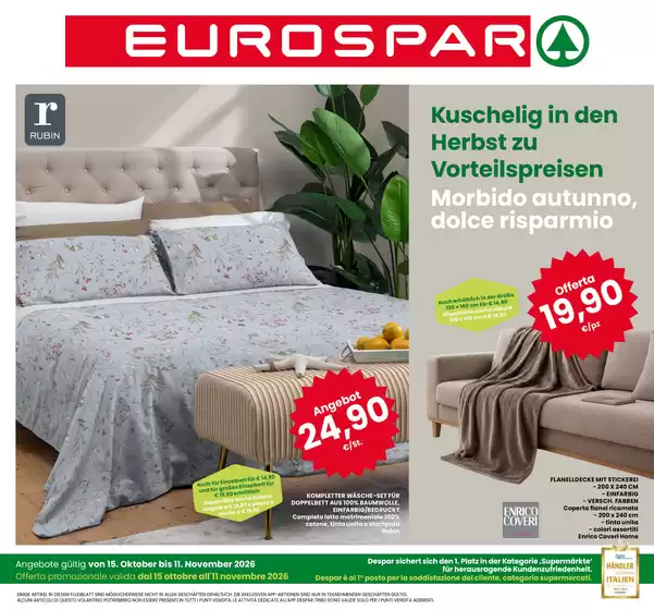 Volantino Eurospar a Vipiteno | OFFERTE | 2026-10-15T00:00:00.000Z - 2026-11-11T00:00:00.000Z