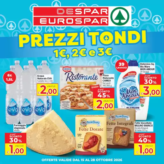 Volantino Eurospar a Baradili | Prezzi tondi 1 euro, 2 euro e 3 euro | 2026-10-15T00:00:00.000Z - 2026-10-28T00:00:00.000Z