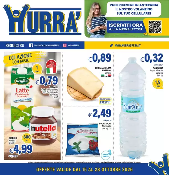 Volantino Hurrà Discount a Pandino | Offerte valide dal 15 al 28 ottobre | 2026-10-15T00:00:00.000Z - 2026-10-28T00:00:00.000Z