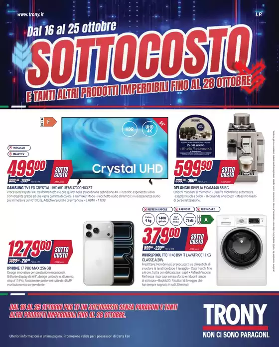 Volantino Trony a Gurro | SOTTOCOSTO da Trony! | 2026-10-16T00:00:00.000Z - 2026-10-25T00:00:00.000Z