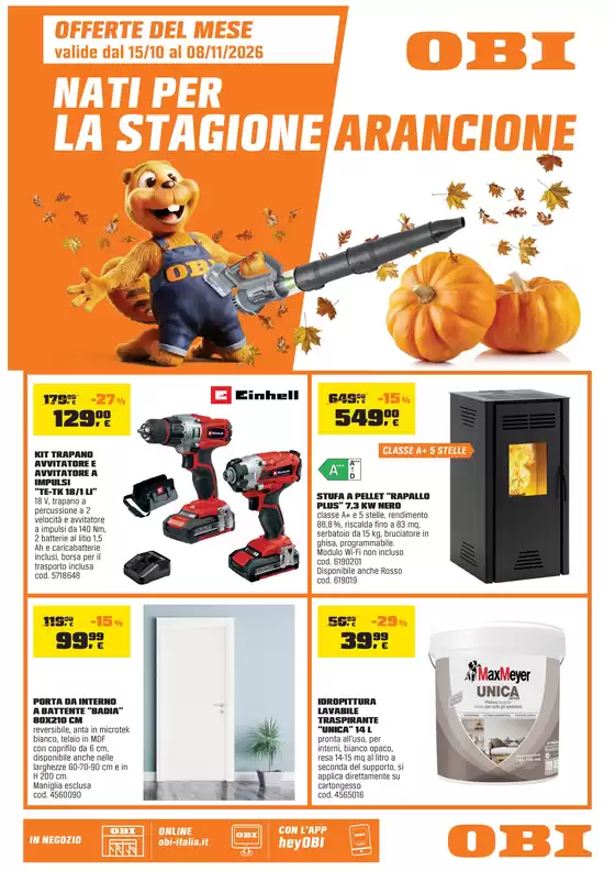 Volantino OBI a Modena | Nati per la stagione arancione | 2026-10-16T00:00:00.000Z - 2026-11-08T00:00:00.000Z
