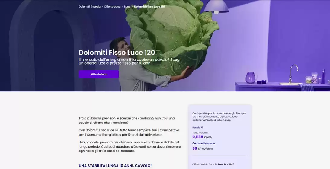 Volantino Dolomiti Energia a Guastalla | Fisso Luce 120 | 2026-10-16T00:00:00.000Z - 2026-10-22T00:00:00.000Z