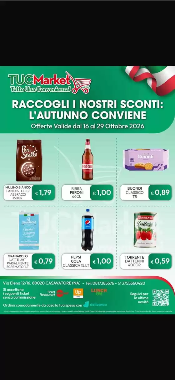 Volantino Tuc Market a Angri | Raccogli i nostri sconti: L'autunno conviene | 2026-10-16T00:00:00.000Z - 2026-10-29T00:00:00.000Z
