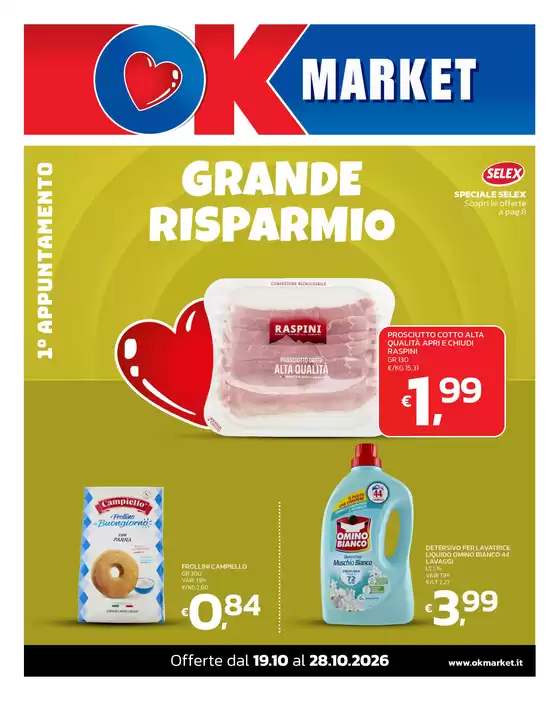Volantino Ok Market a Albenga | GRANDE RISPARMIO | 2026-10-19T00:00:00.000Z - 2026-10-28T00:00:00.000Z