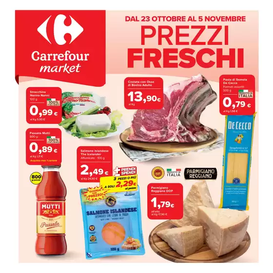 Volantino Carrefour Market a Laterza | Prezzi Freschi | 2026-10-23T00:00:00.000Z - 2026-11-05T00:00:00.000Z