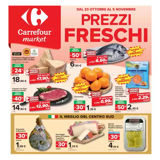 Volantino Carrefour Market a Riano | Prezzi Freschi | 2026-10-23T00:00:00.000Z - 2026-11-05T00:00:00.000Z