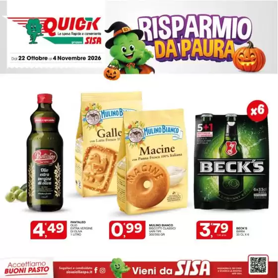 Volantino Quick Sisa | Risparmio da paura | 2026-10-22T00:00:00.000Z - 2026-11-04T00:00:00.000Z