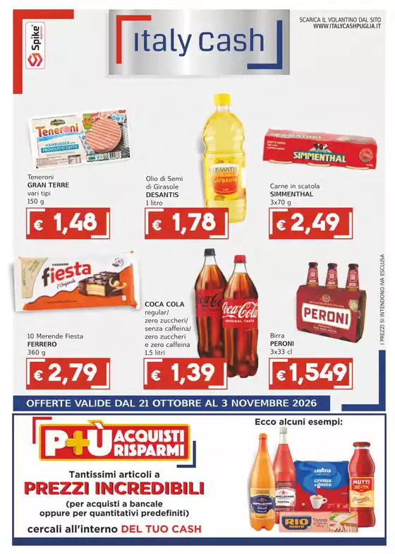 Volantino Italy Cash Puglia | Offerte valide dal 21 ottobre al 3 novembre | 2026-10-21T00:00:00.000Z - 2026-11-03T00:00:00.000Z