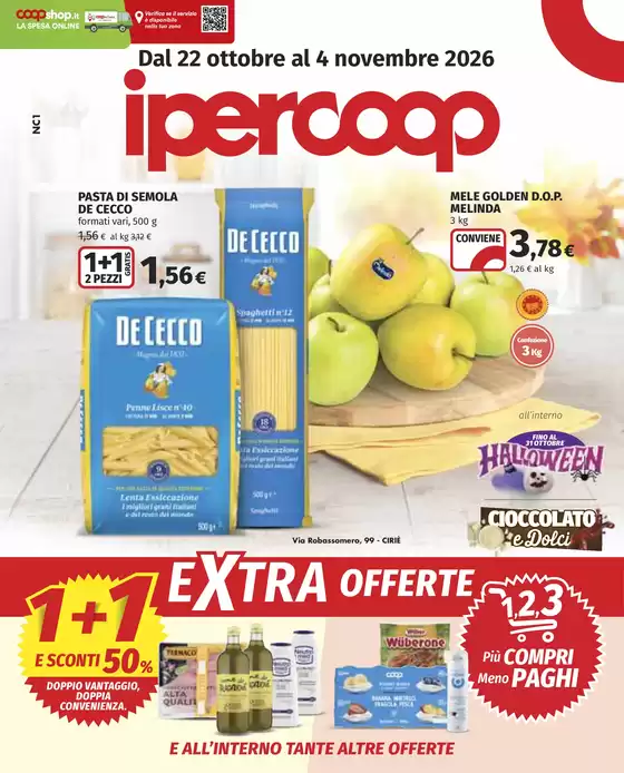 Volantino Ipercoop a Pessinetto | Extra offerte | 2026-10-22T00:00:00.000Z - 2026-11-04T00:00:00.000Z