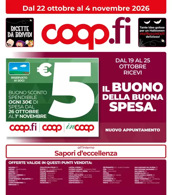 Volantino Coop a Castelfranco di Sotto | DAL 22 OTTOBRE AL 4 NOVEMBRE 2026 | 2026-10-22T00:00:00.000Z - 2026-11-04T00:00:00.000Z
