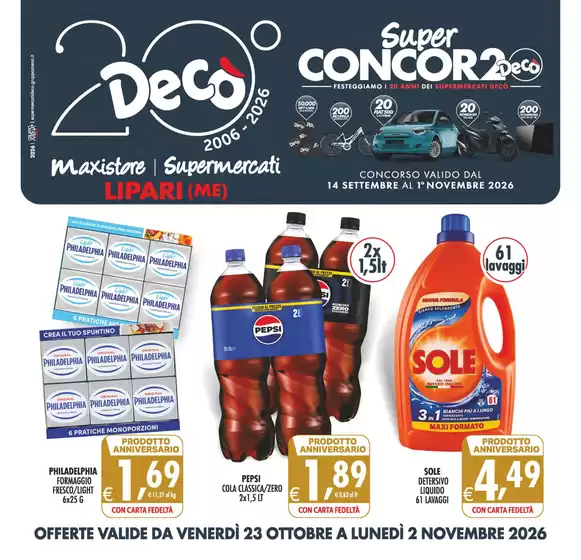 Volantino Decò a Lipari | Super concor2o | 2026-10-23T00:00:00.000Z - 2026-11-02T00:00:00.000Z