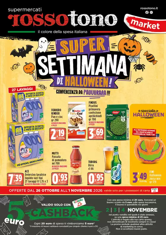 Volantino Supermercati Rossotono Market a Rovello Porro | Super settimana di halloween! | 2026-10-26T00:00:00.000Z - 2026-11-01T00:00:00.000Z