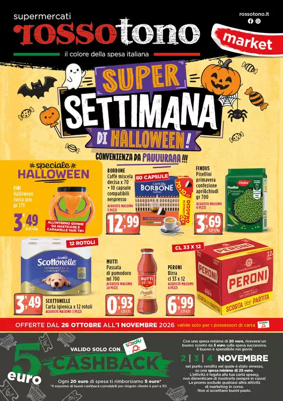 Volantino Supermercati Rossotono Market a Polla | Super settimana di halloween! | 2026-10-26T00:00:00.000Z - 2026-11-01T00:00:00.000Z