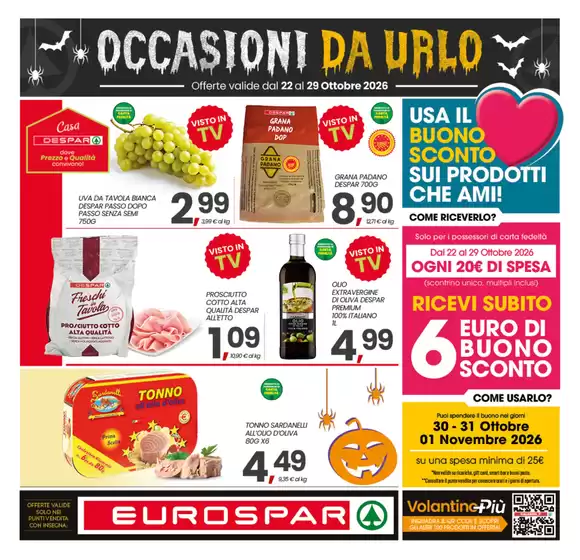 Volantino Eurospar a Settingiano | Occasioni da urlo | 2026-10-22T00:00:00.000Z - 2026-11-01T00:00:00.000Z