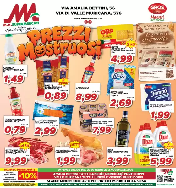 Volantino MA Supermercati a Roma | Prezzi mostruosi | 2026-10-23T00:00:00.000Z - 2026-11-03T00:00:00.000Z