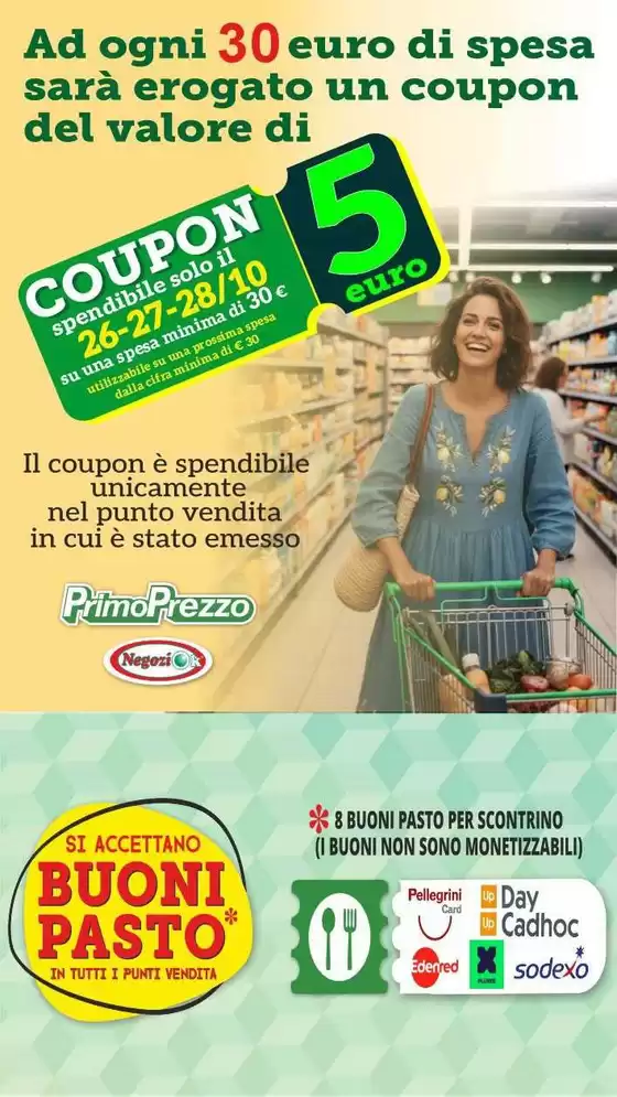 Volantino PrimoPrezzo | Cupon 5 euro | 2026-10-26T00:00:00.000Z - 2026-10-28T00:00:00.000Z